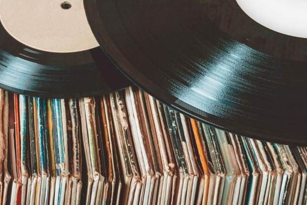 Vinyl record collection with slip covers
